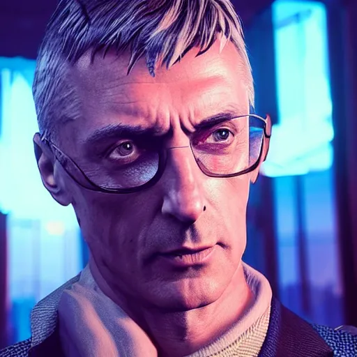 Prompt: paul weller in cyberpunk 2077 , realistic face , studio lighting , high detail , 8k , sharp