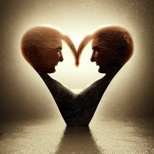 Prompt: surrealism vector art of love by michal karcz