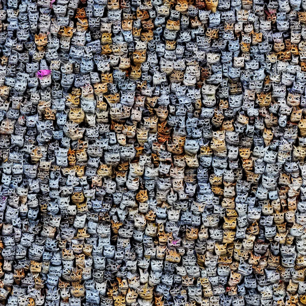 Prompt: a close up of a wall made of cat, a microscopic photo by fred a. precht, shutterstock contest winner, crystal cubism, dye - transfer, ultrafine detail, uhd image