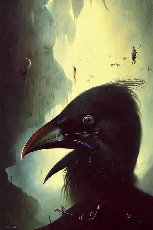 Image similar to hieronymus bosch, greg rutkowski, anna podedworna, painting of rachel roth raven, close up portrait