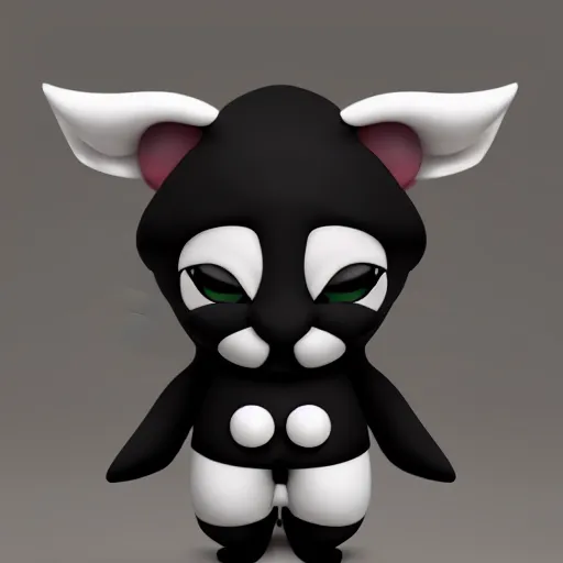 Image similar to cute fumo chibi plush imp, black and white with hearts, soft shadow, vray