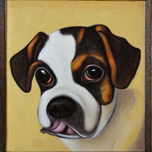 Image similar to painting of cute dog in style of leonardo da vinchi