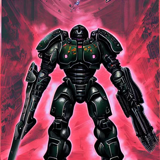 Image similar to doomslayer, by Hirohiko Araki