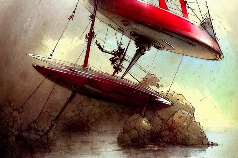 Prompt: adventurer ( ( ( ( ( 1 9 5 0 s retro future robot mouse sailboat house robot. muted colors. ) ) ) ) ) by jean baptiste monge!!!!!!!!!!!!!!!!!!!!!!!!! chrome red