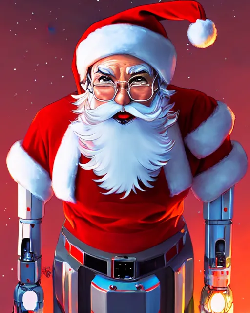 Image similar to robot santa claus attacks, portrait shinkai makoto studio ghibli studio key hideaki anno sakimichan stanley artgerm lau rossdraws james jean marc simonetti elegant highly detailed digital painting artstation pixiv