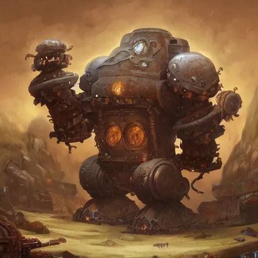 Prompt: a Steam powered mechanical golem, forward facing angle, character design, art by Tooth Wu and justin gerard and Blizzard studios, post-processing, extremely hyperdetailed, intricate complexity, epic composition, masterpiece, trending on artstation