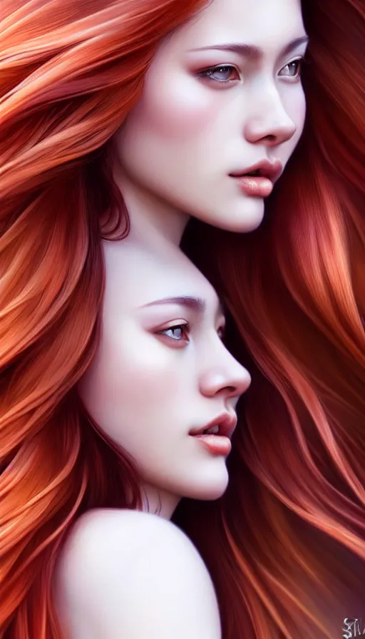 Image similar to photo of a gorgeous female with auburn hair in the style of stefan kostic, realistic, body shot, sharp focus, 8 k high definition, insanely detailed, intricate, elegant, art by stanley lau and artgerm, cherry blossoms