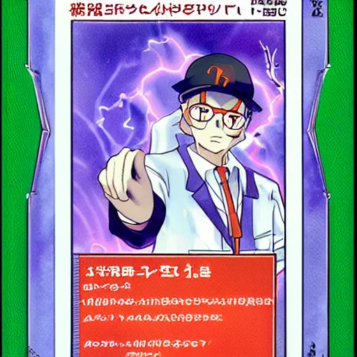 Prompt: Spooky fox in a Halloween lab coat as a Pokémon TCG scientist in the same vein as Game Boy Pokémon TCG card professor Dr. Mason, official 2000 character artwork, key anime visual