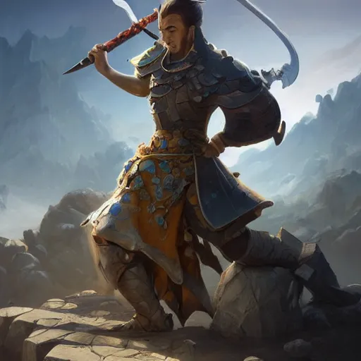 Image similar to a sword stuck in between stones on the ground, organic painting, sunny day, matte painting, bold shapes, hard edges, street art, trending on artstation, by huang guangjian, gil elvgren, ruan jia, randy vargas, greg rutkowski