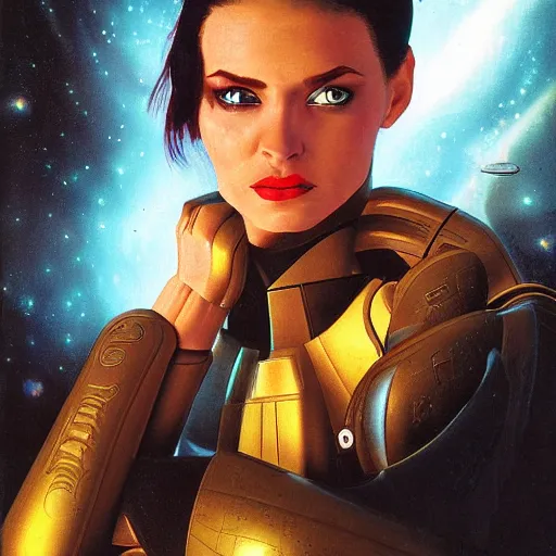 Image similar to portrait of a sci - fi woman, by keith parkinson