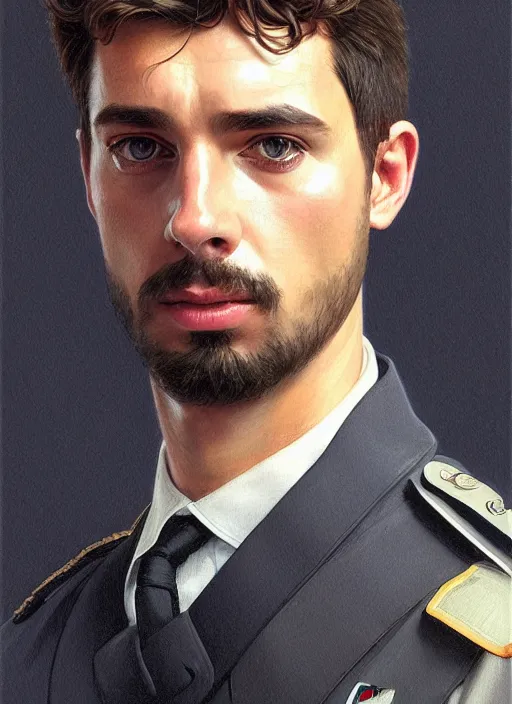 Prompt: portrait of stoic looking jean - pierre pernaut - 3 3 ans avec vous, full body, police uniform, intricate, hivis, elegant, beautiful, highly detailed, digital painting, artstation, concept art, smooth, sharp focus, illustration, art by artgerm and greg rutkowski and alphonse mucha