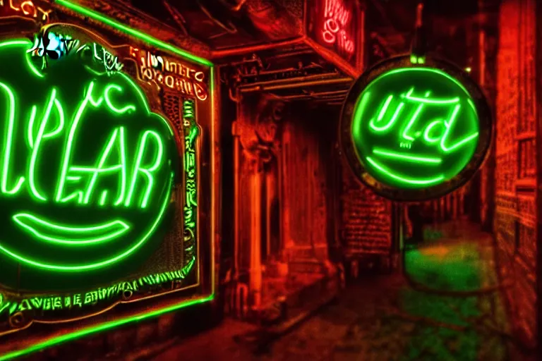 Prompt: hyperrealistic ultra detailed over many a quaint and curious volume of forgotten lore very dramatic green neon lighting on one side wide angle 35mm shallow depth of field 8k