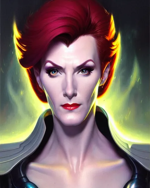 Prompt: moira from overwatch, character portrait, portrait, close up, highly detailed, intricate detail, amazing detail, sharp focus, vintage fantasy art, vintage sci - fi art, radiant light, caustics, by boris vallejo