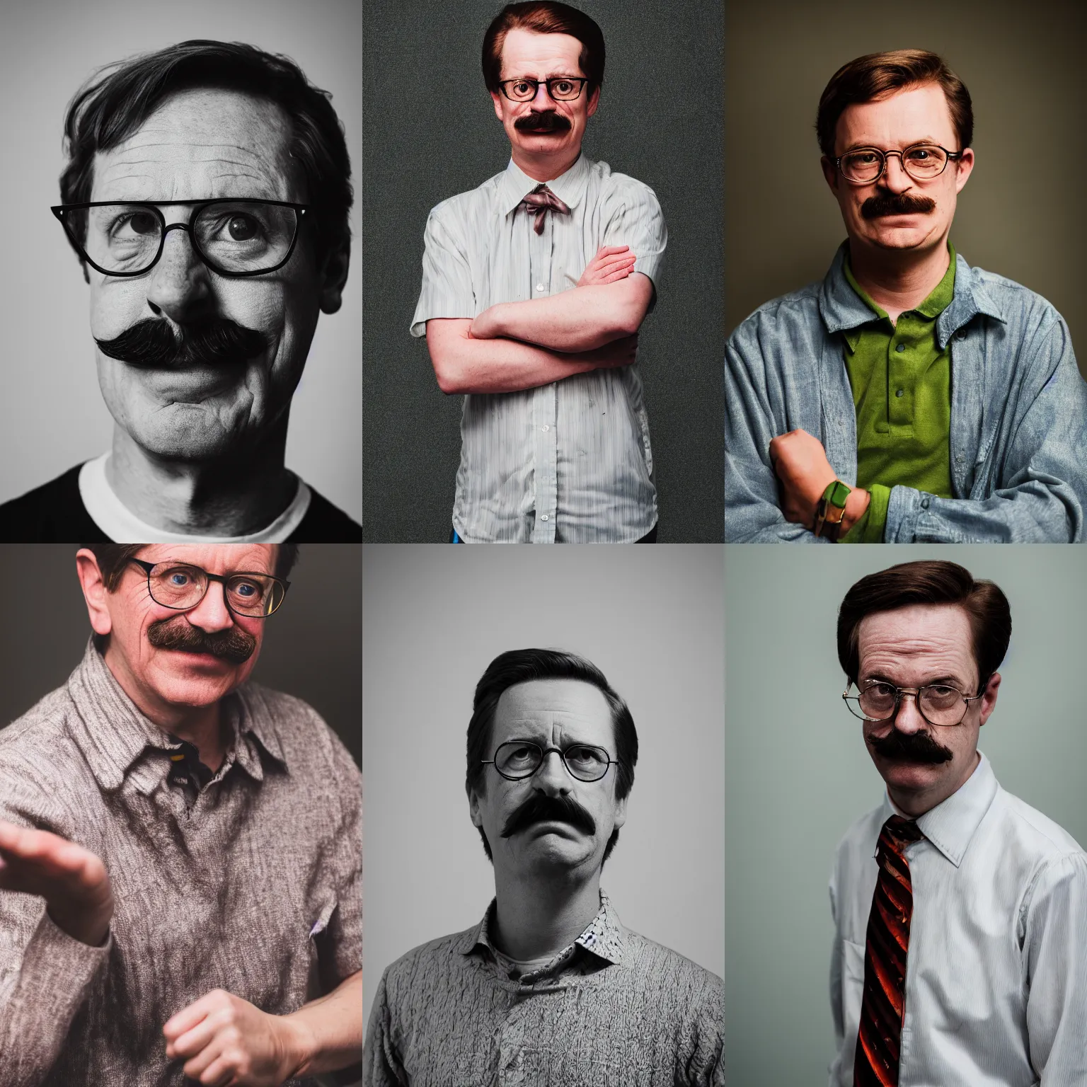 Prompt: Ned Flanders as a real human being, portrait photography, studio photography, artistic, Nikon 50mm, high quality