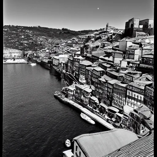 Image similar to porto in portugal photographed by ansel adams