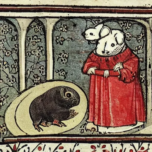 Image similar to medieval book illustration of a guinea pig