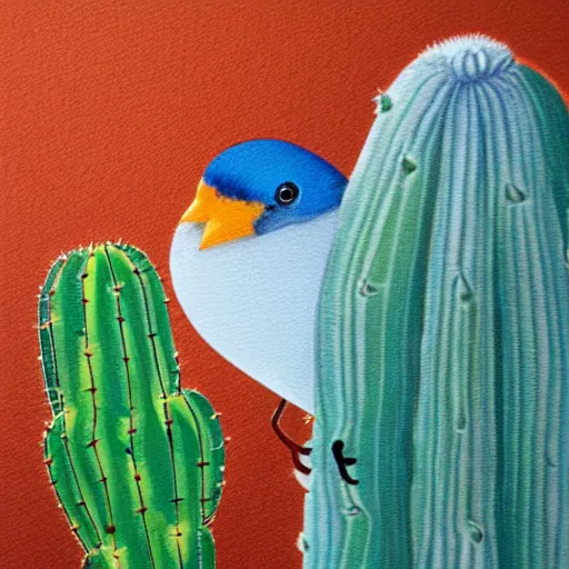 Image similar to a blue bird on a cactus