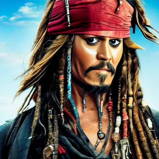 Prompt: jim carrey starring as jack sparrow in pirates of the caribbean. full body. oil on canvas. intricate. 8 k. highly professionally detailed. hdr. cgsociety