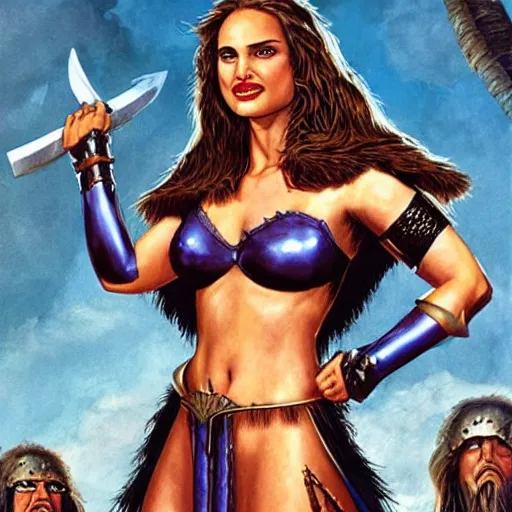 Image similar to Natalie Portman as a Barbarian princess, Joe Jusko