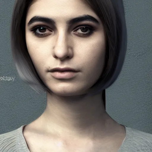 Prompt: Iranian Emily Woolf, realistic, photo studio, HDR, 8k, trending on artstation