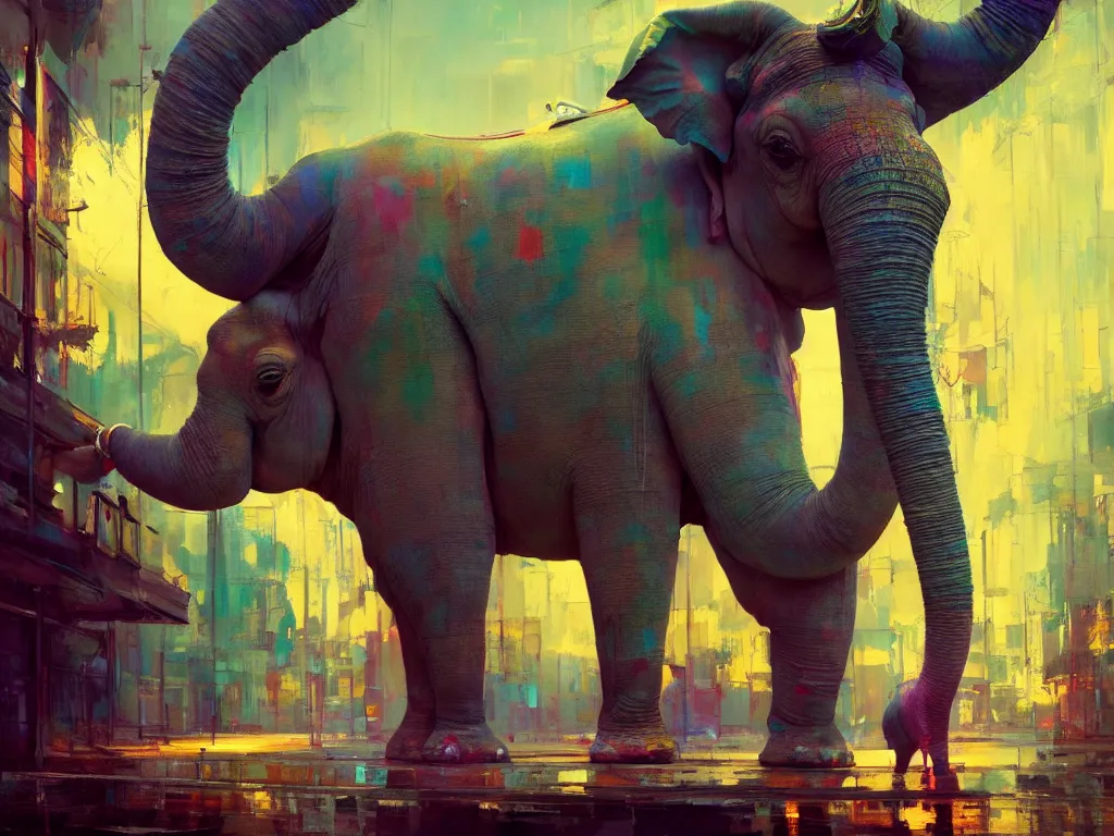 Prompt: mirror elephant, surrealism, by jeremy mann, by francoise nielly, highly detailed, epic, octane render, excellent composition, by wlop, 8 k, trending on artstation, cinematic lighting, masterpiece, behance contest winner, stunning, gorgeous, much wow