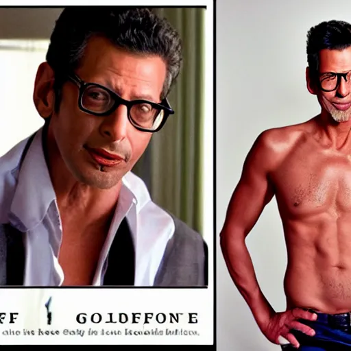 Image similar to jeff goldblum is seductive ian malcom on the cover of a romance novel