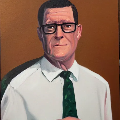 Prompt: hank hill, oil painting