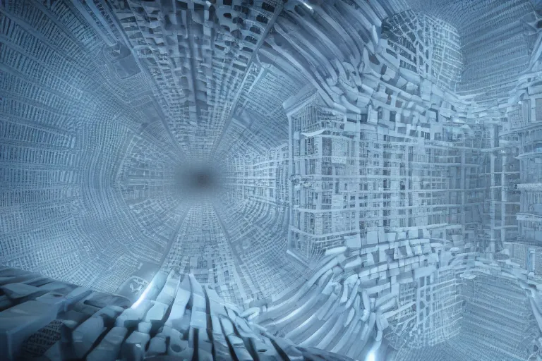 Image similar to a complex organic fractal 3 d ceramic megastructure city, cinematic shot, foggy, photo still from movie by denis villeneuve