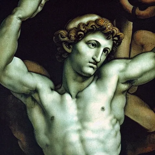 Prompt: Michelangelo's painting of David