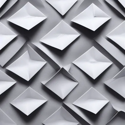 Image similar to origami abstract pattern in white paper, 3 d render, ultra detailed, on white background, studio shot