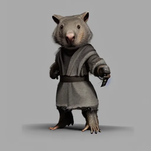 Prompt: “ anthropomorphic jedi wombat, trending on artstation ”