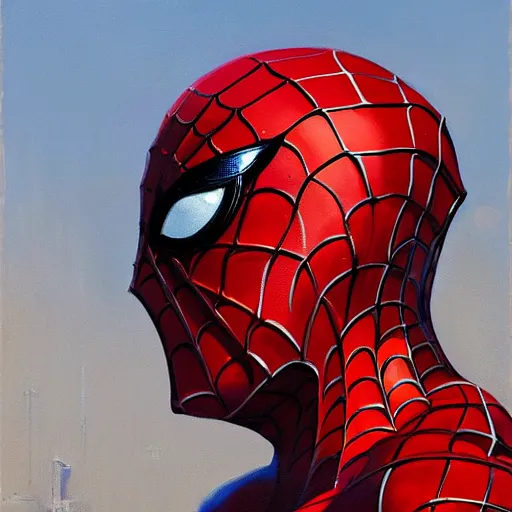 Prompt: greg manchess portrait painting of spider - man, medium shot, asymmetrical, profile picture, organic painting, sunny day, matte painting, bold shapes, hard edges, street art, trending on artstation, by huang guangjian and gil elvgren and sachin teng