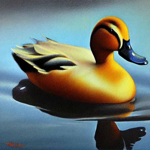 Prompt: a duck on the prowl oil painting esteban vicente