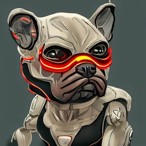 Image similar to cyborg bulldog comic style concept art, elegant, colorful, highly detailed, digital painting, artstation, concept art, illustration