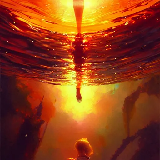 Image similar to glossy liquid honey drops flowing like translucent amber, backlit, sunset, refracted lighting, art by collier, albert aublet, krenz cushart, artem demura