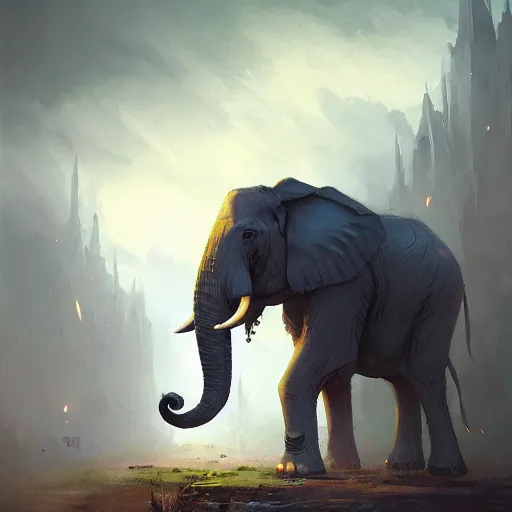 Image similar to elephant as a deathknight from world of warcraft by greg rutkowski