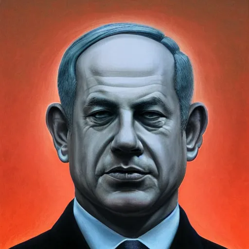 Image similar to a portrait of benjamin netanyahu by wayne barlowe