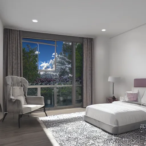 Image similar to 3 d render of bedroom of the 3 0 0 0 s