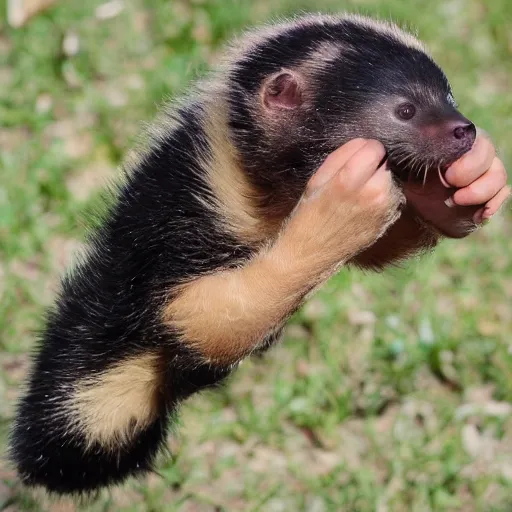 Image similar to honey badger flipping off the camera