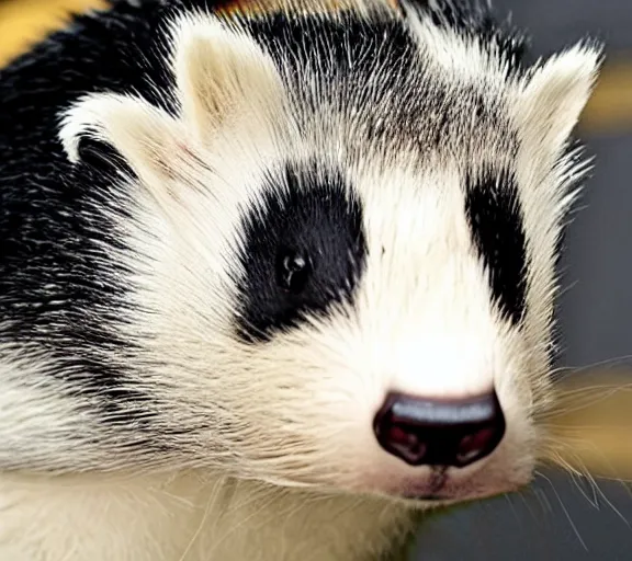 Image similar to elon musk as a skunk, closeup detailed, studio photo