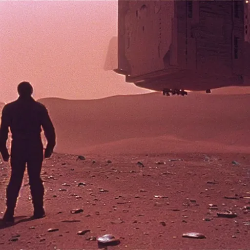 Image similar to film still blade runner set on Mars