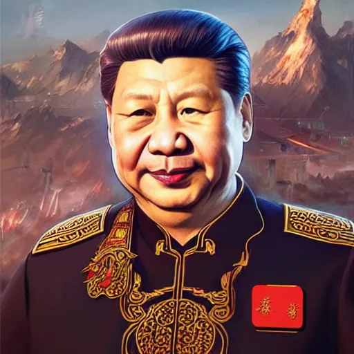 Image similar to leader of people's republic of china xi jinping as duke nukem, highly detailed, digital painting, artstation, concept art, matte, sharp focus, illustration, art by artgerm and greg rutkowski and alphonse mucha