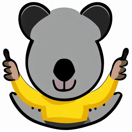 Image similar to cute whatsapp emoji of a koala bear, vector, white background