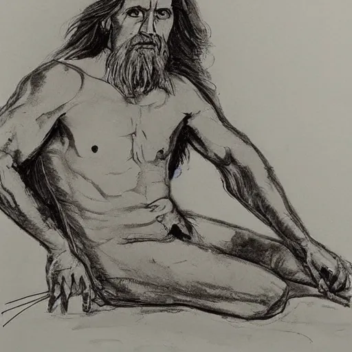 Prompt: otzi, one - line drawing,