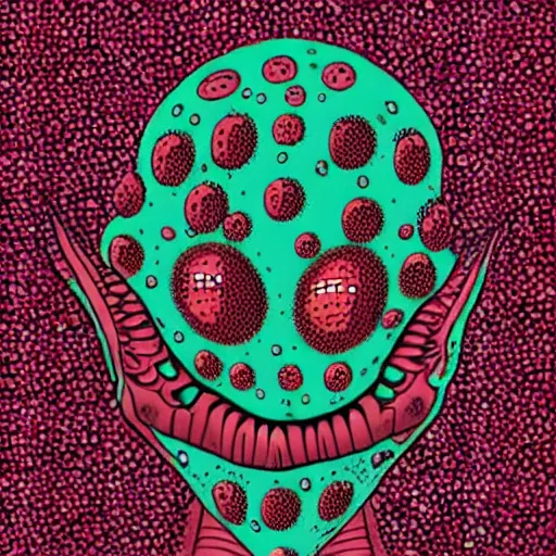 Image similar to trypophobia alien, horror art