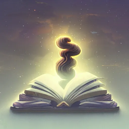 Image similar to light falling on a mythical book in dark background, dark color scheme, artstation