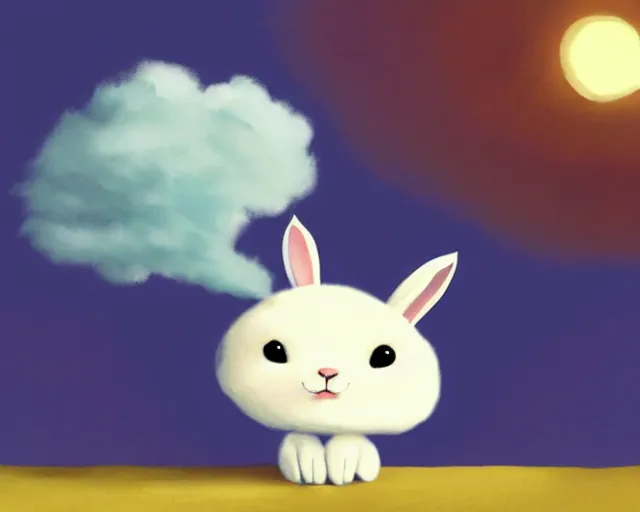 Prompt: soft bunny made of clouds and smoke, adorable illustration by sam nassour, pixar, dreamworks