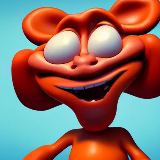 Image similar to ren and stimpy, 3 d character design, rendered in octane render, unreale engine