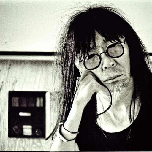 Image similar to keiji haino, portrait, 3 5 mm film, by annie liebovitz