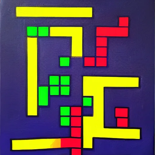 Prompt: tetris effect, universe tetris video game, oil on canvas